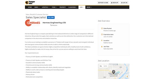 Thaiger Jobs Job Listing Page